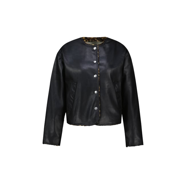 Veste motif léopard réversible noir <span itemprop=