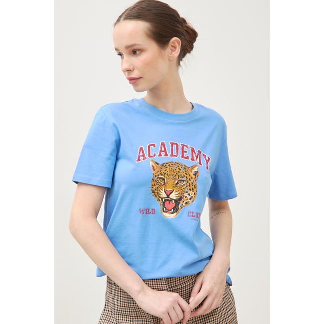 T-shirt droit col rond manches courtes bleu clair <span itemprop=