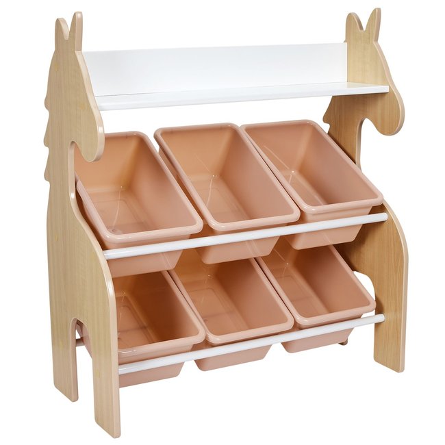 Meuble De Rangement Licorne 6 Bacs Et 1 Étagère Couleur rose <span itemprop=