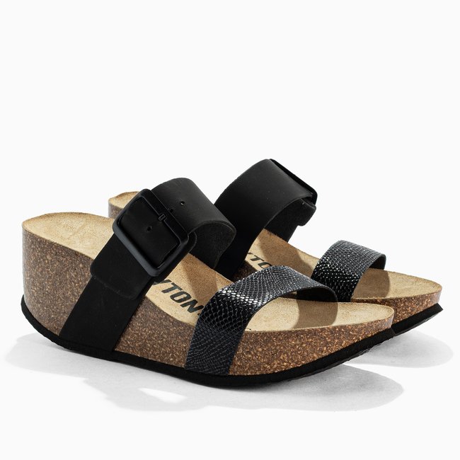 Sandales compensées PERSEE pour femme noir <span itemprop=