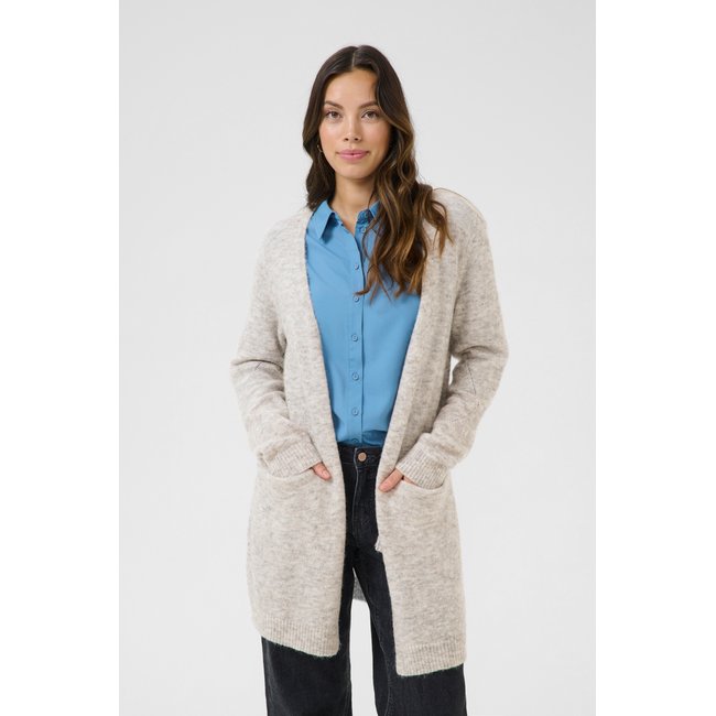 Knitted cardigan feminine gris light grey melnage <span itemprop=