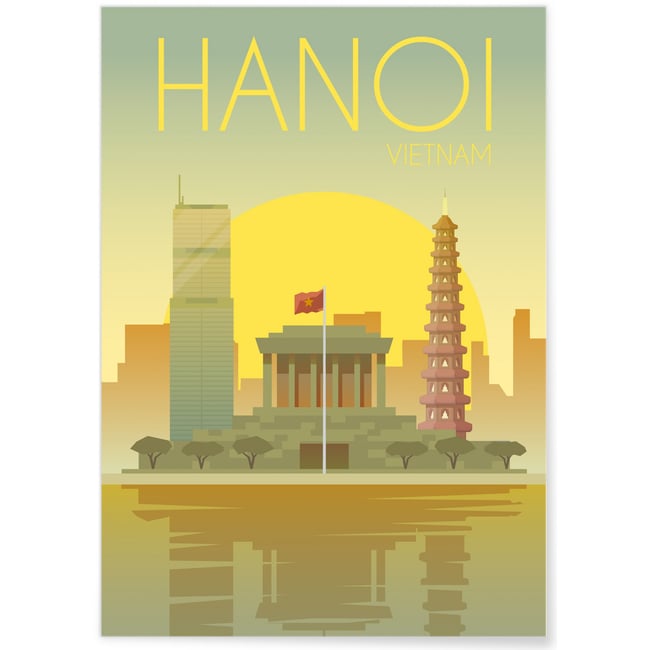 Affiche Vietnam Hanoi Couleur blanc <span itemprop=