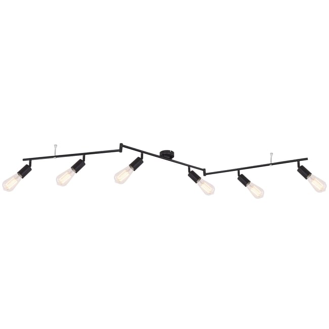 Plafonnier rampe 6 ampoules en métal design industriel MARTHA Couleur noir <span itemprop=