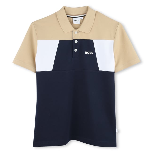 Polo blocs de couleurs bleu cargo <span itemprop=