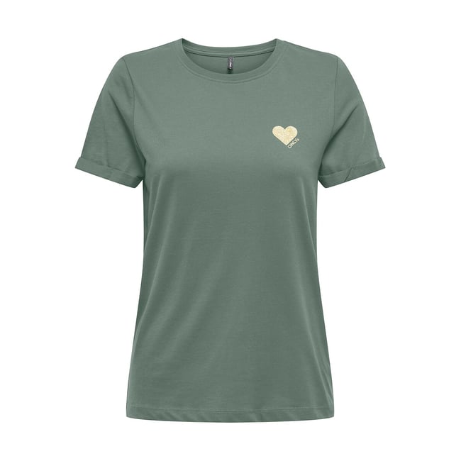 T-shirt stampa piccolo cuore davanti - ONLY