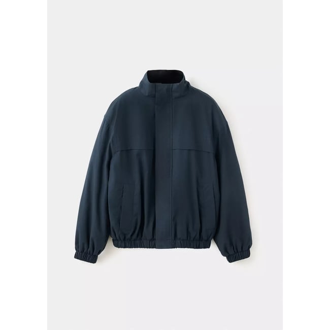 Blouson bomber léger bleu marine <span itemprop=
