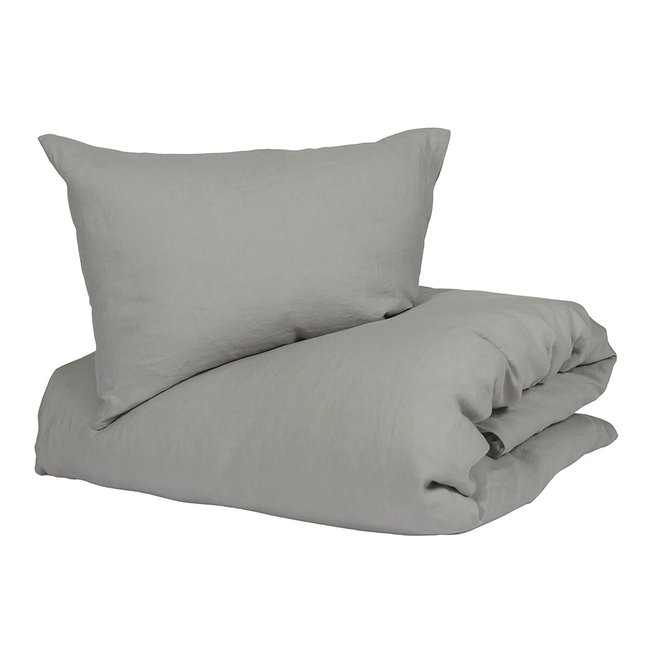 Duvetanzug aus gewaschenem Leinen - Nico - graue Farbe - mit Kissenbezug(en) 65*65 grau <span itemprop=