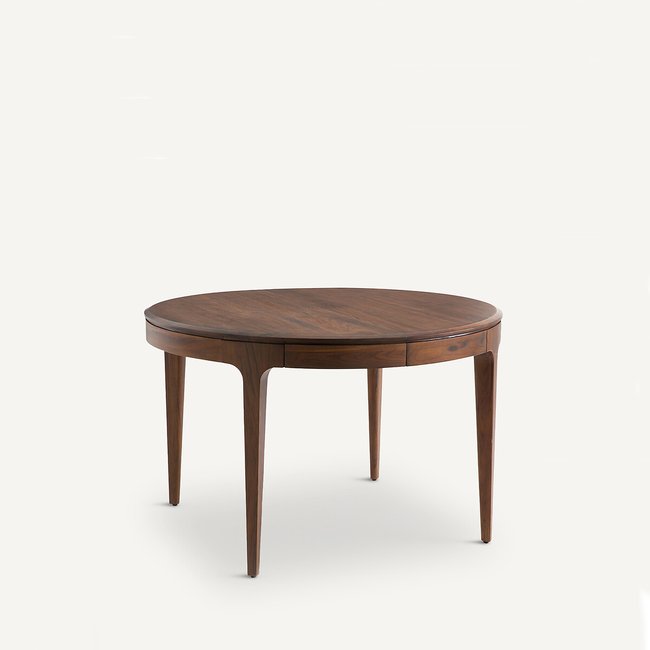 Table ronde extensible, noyer et plaqué, Sanara Couleur noyer <span itemprop=