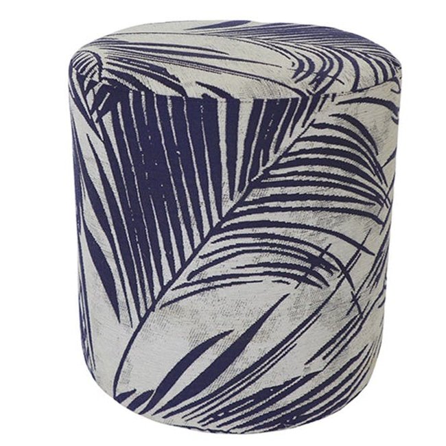 Pouf de salon motif jungle bleu et gris Couleur gris <span itemprop=