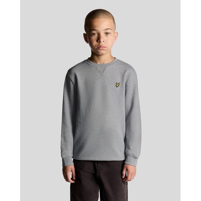 Sweat-shirt col rond classique gris clair chiné <span itemprop=
