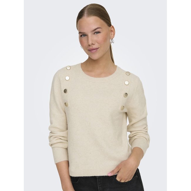 Pull col rond ecru <span itemprop=