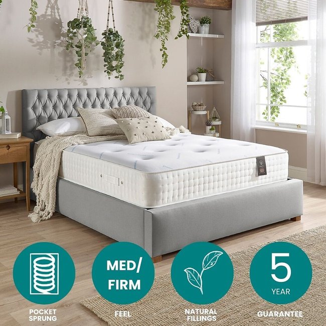 Aspire Luxury 3000 Pocket Climate Cool Natural Wool Mattress, white, ASPIRE