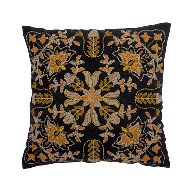 Coussin salon brodé coton Boomingville COLMAR orange <span itemprop=