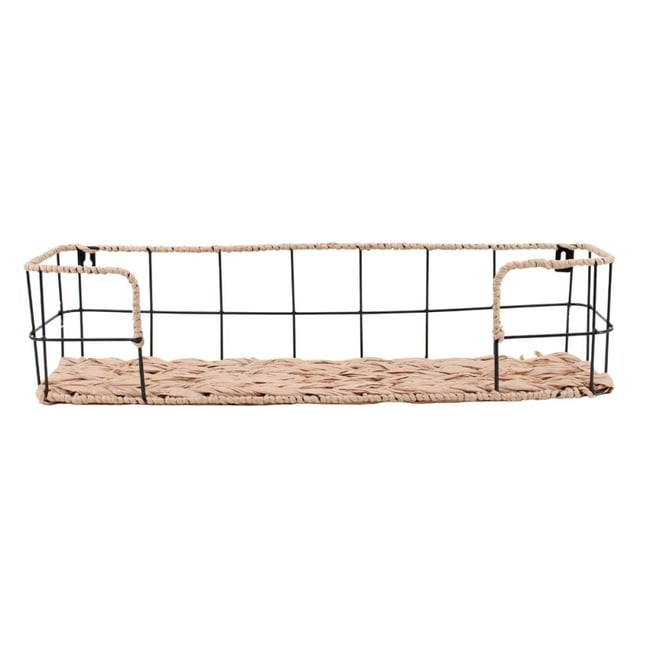 Etagère murale en corde et métal 55cm Couleur noir <span itemprop=