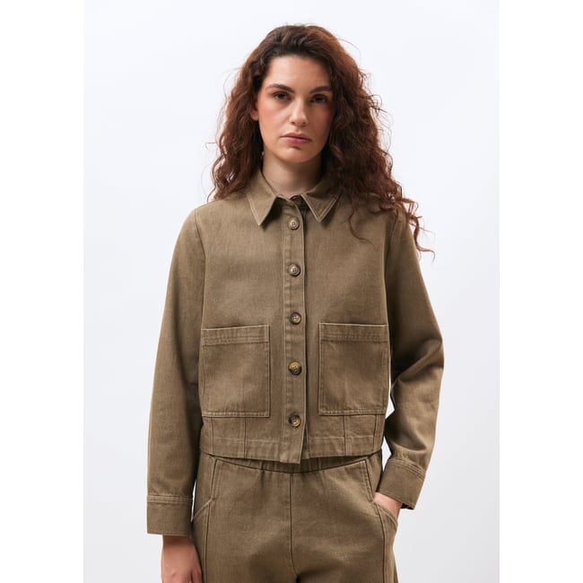 Veste courte en denim manches longues sienne <span itemprop=