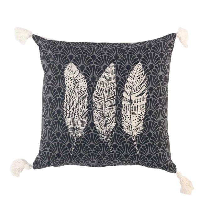 Coussin a pompons Eternity gris_anthr <span itemprop=