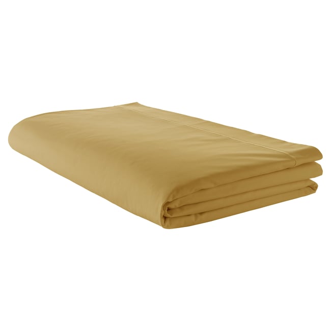 Drap plat piqué uni en percale de coton ambre <span itemprop=