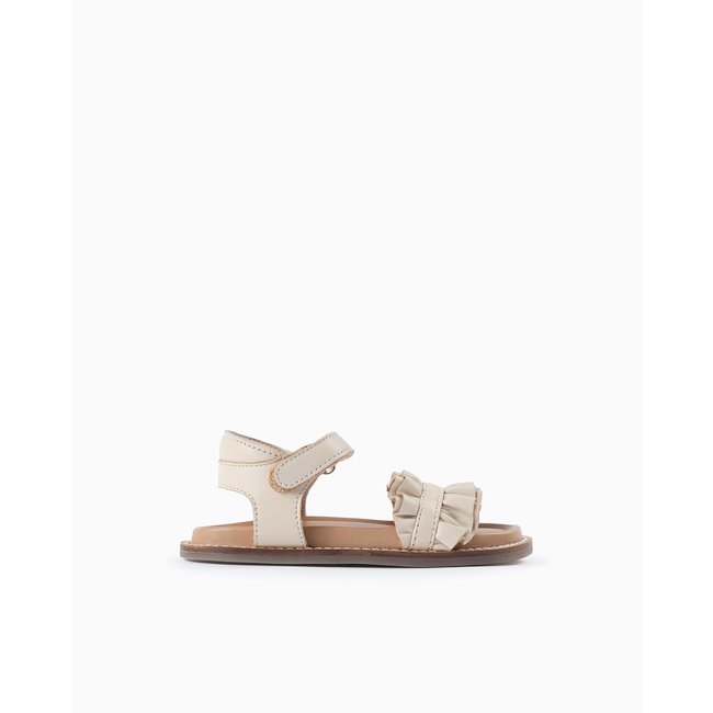 Sandales cuir, fermeture auto-agrippante SUMMER BREEZE blanc <span itemprop=