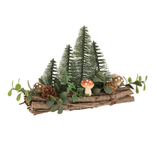 Sapins de Noël décoratifs sur fagot forme champignon L. 20 cm Couleur marron <span itemprop=