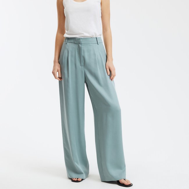Pantalon large à pinces, en Lyocell vert grisé LA REDOUTE COLLECTIONS