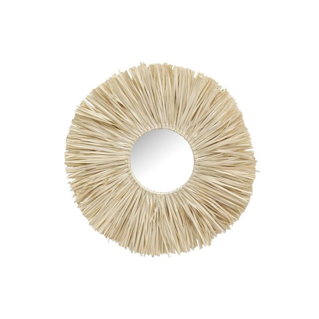 Miroir à franges en palmier Couleur beige <span itemprop=