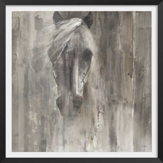 Affiche Cheval blanc aquarelle - HEXOA
