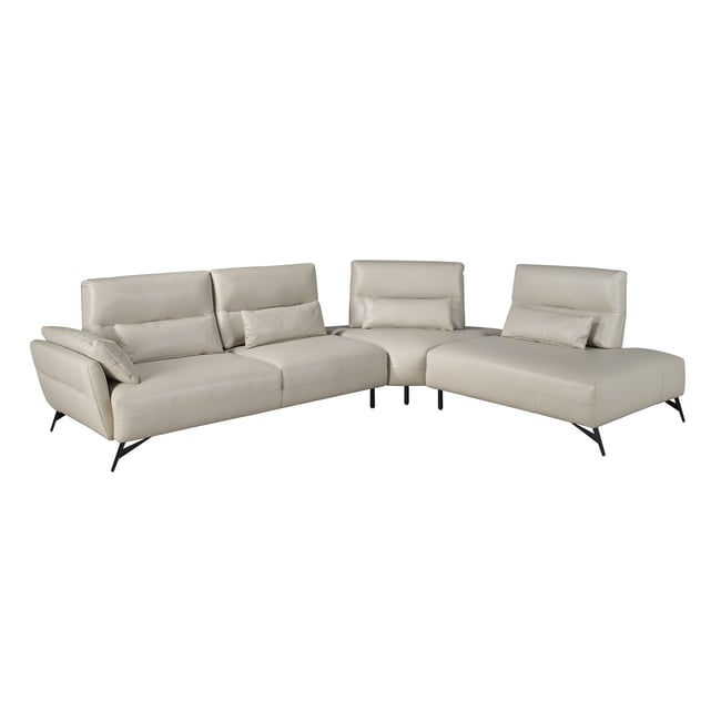 Canapé d'angle cuir Couleur sable | noir <span itemprop=