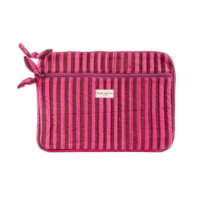 Pochette d'ordinateur en coton matelassé - BINDI ATELIER