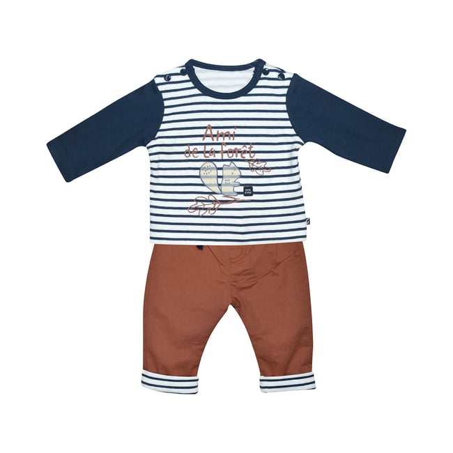 Tee shirt pantalon floriano maille bebe blanc <span itemprop=