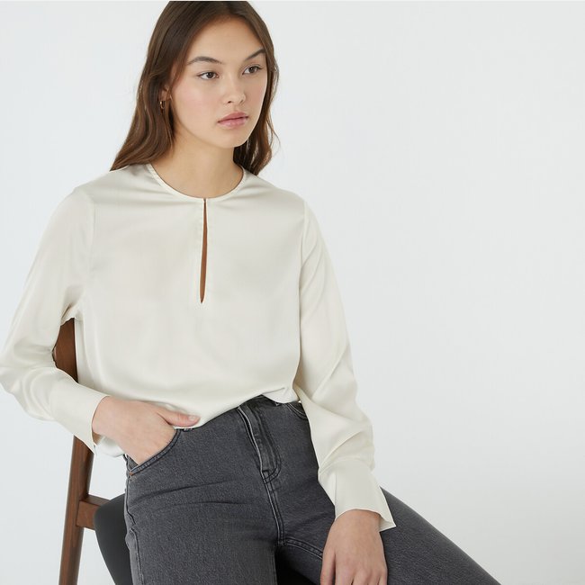 Блузка с круглым вырезом из сатина - LA REDOUTE COLLECTIONS