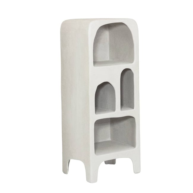 Bibliothèque en bois effet béton blanc  DANAÉ Couleur blanc <span itemprop=