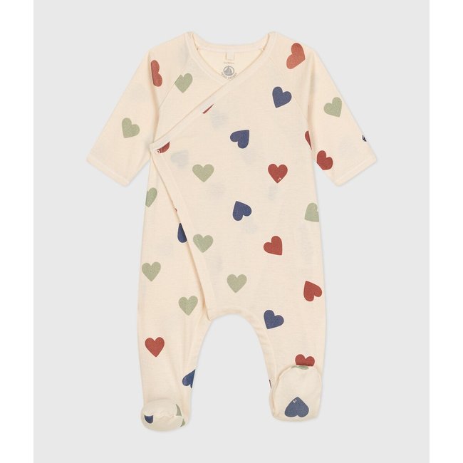 Heart Print Cotton Sleepsuit, heart print, PETIT BATEAU