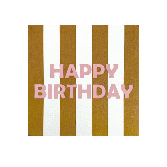 Lot de 20 serviettes en papier imprimées Happy Birthday - OPJET