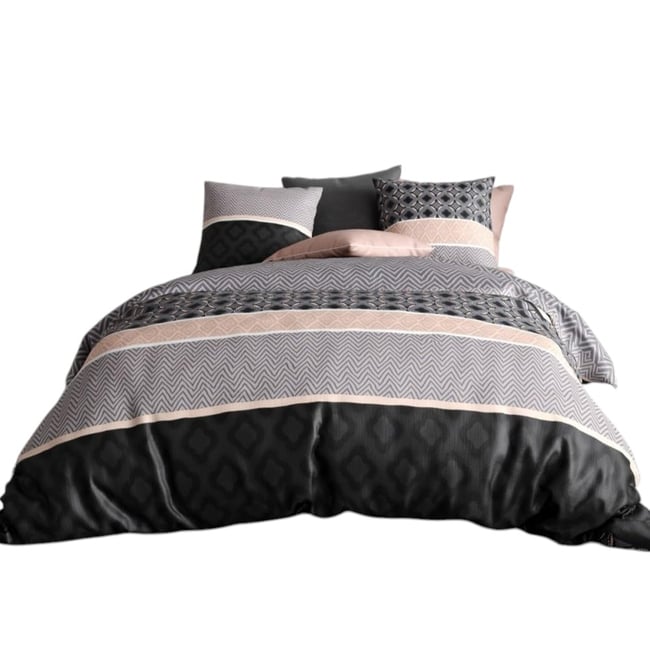 Housse couette + 2 taies Keha gris <span itemprop=