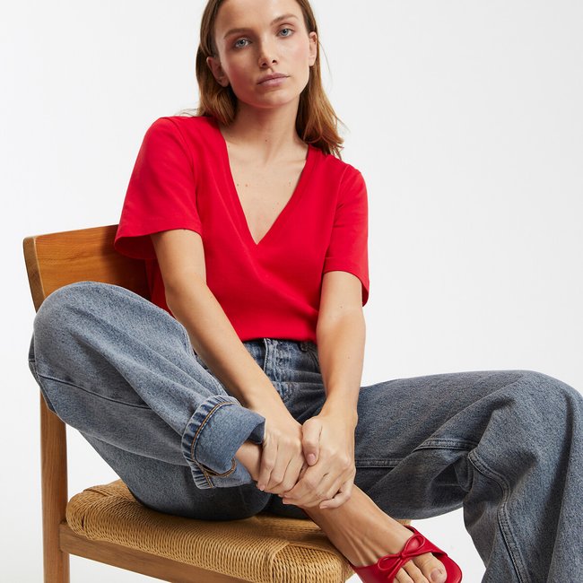 Loose Fit V-Neck T-Shirt with Short Sleeves - LA REDOUTE COLLECTIONS