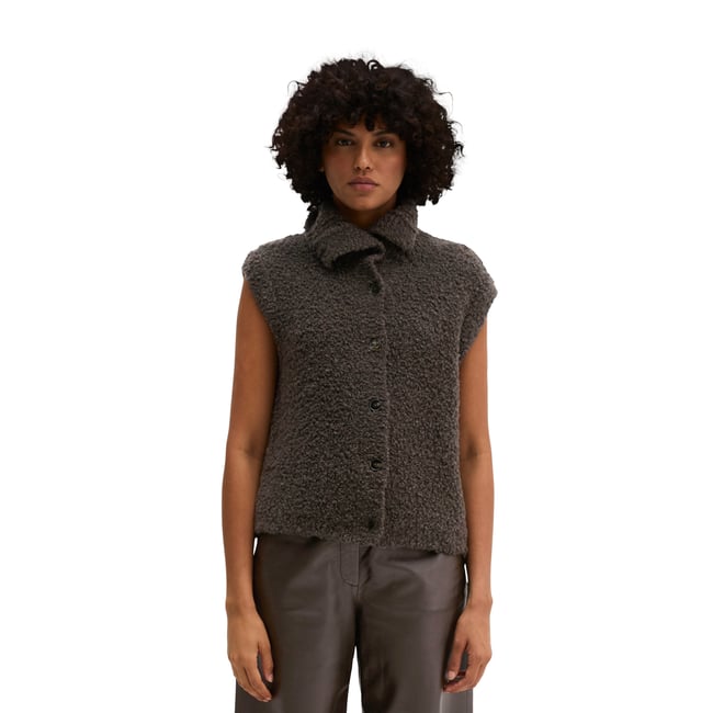 Cardigan sans manches, coupe slim en fil bouclé - MARC O'POLO