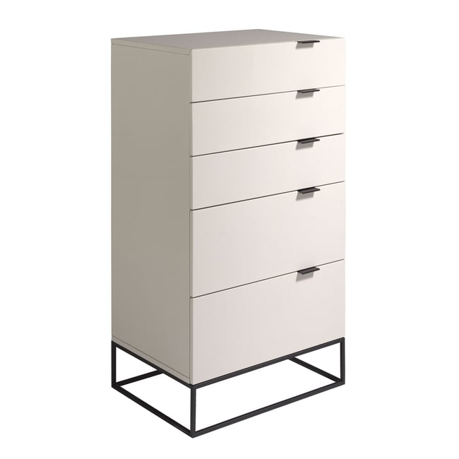 Chiffonnier bois gris et acier noir Couleur gris | noir <span itemprop=