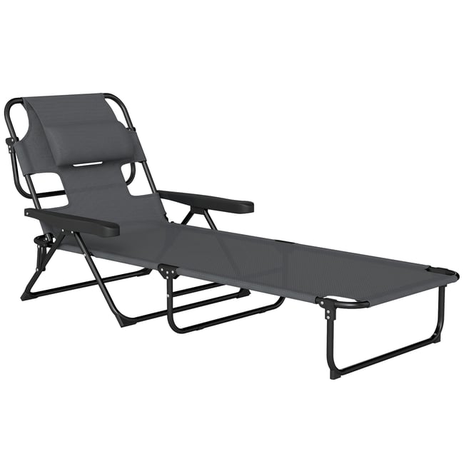 Chaise longue Acier Gris foncé gris <span itemprop=