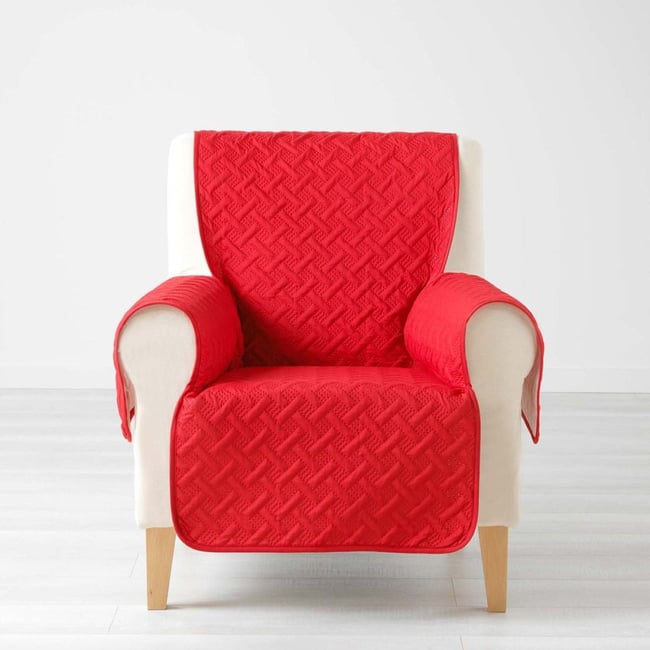 Protège Fauteuil Matelassé Uni Lounge Rouge v002231 <span itemprop=