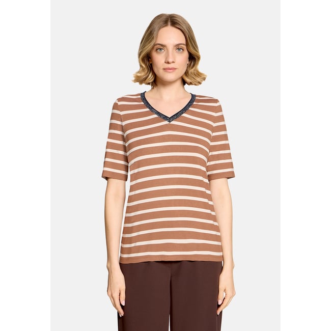 T-shirt à rainures à encolure en v - BETTY BARCLAY