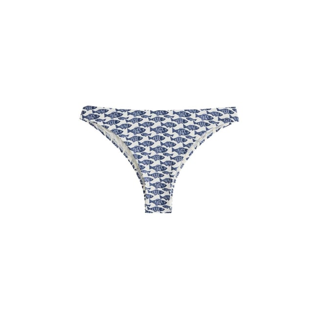 Bas de bikini sardine crème/bleu marine <span itemprop=