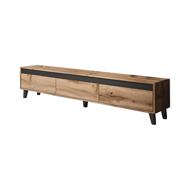 Meuble TV effet bois style industriel, LORD Couleur bois <span itemprop=