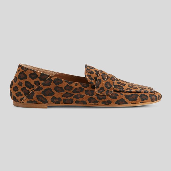 Mocassins en cuir à motif léopard antilope <span itemprop=