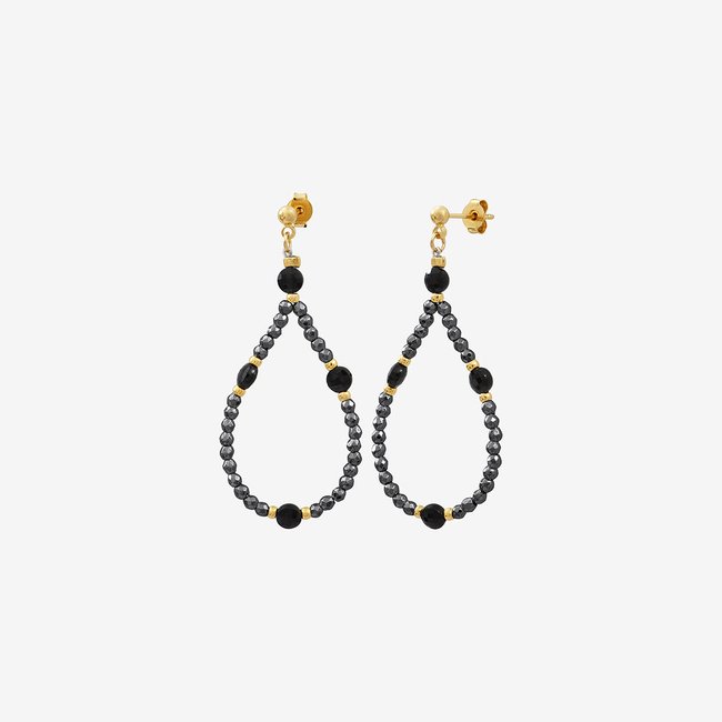 Boucles d'oreilles dorées petit modele amanté - indie gris <span itemprop=