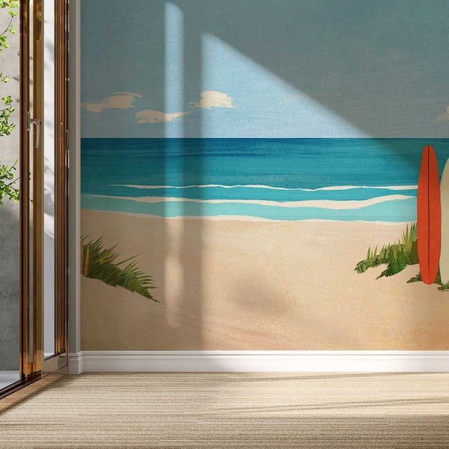 Papier peint plage secrète Couleur intissé <span itemprop=