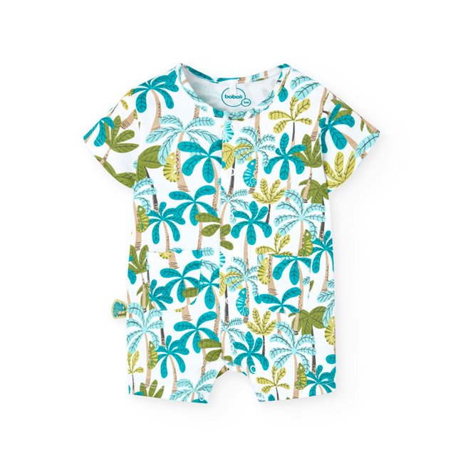 Grenouillère en tricot imprimé vert <span itemprop=