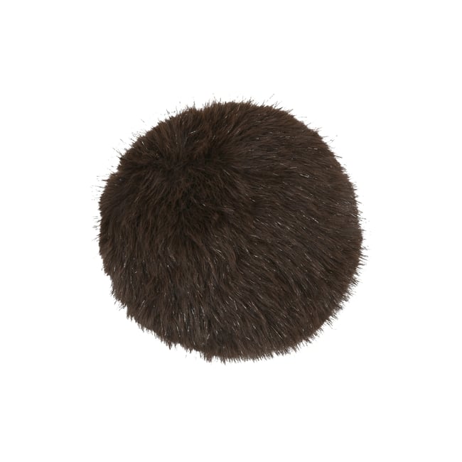 Coussin rond à poils longs marron brun <span itemprop=