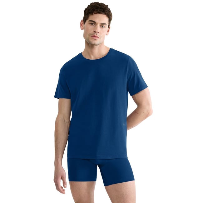 T-shirt col rond bleu marine <span itemprop=