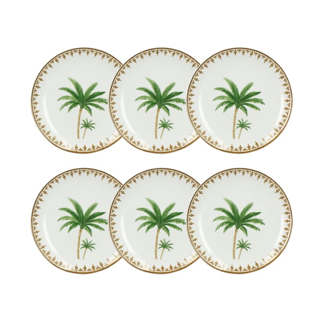 Lot de 6 assiettes à dessert en porcelaine, ATLAS Couleur blanc-rouge <span itemprop=