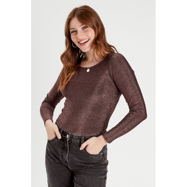 T-shirt fils métallisés rose vif <span itemprop=